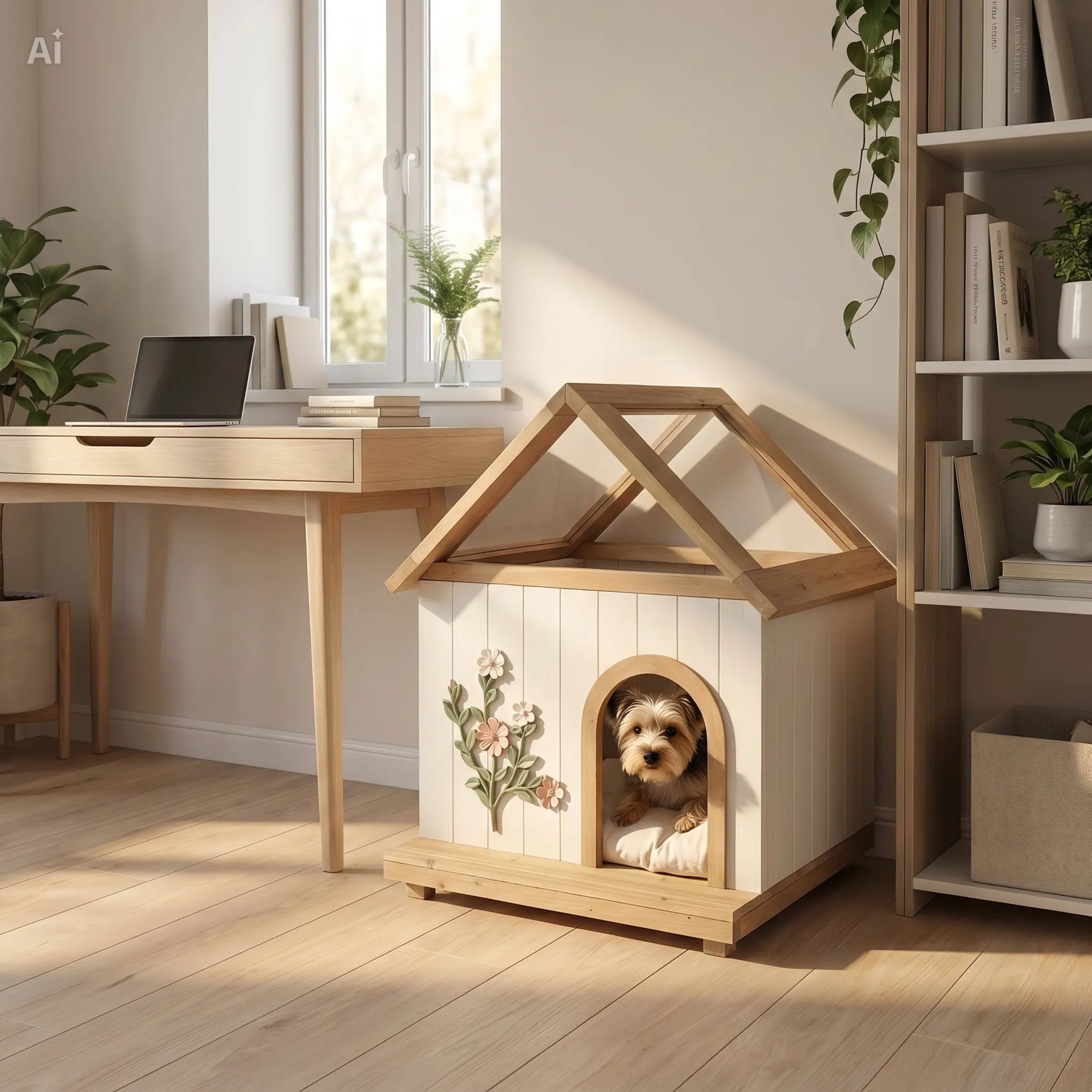 ComfortXL - Niche pour chat et petit chien en bois blanc 68 x 55 x 80 cm toit transparent - ComfortXL Outdoor Living - Image 6
