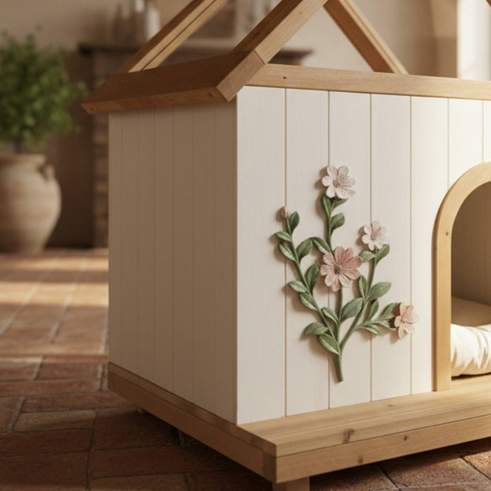 ComfortXL - Niche pour chat et petit chien en bois blanc 68 x 55 x 80 cm toit transparent - ComfortXL Outdoor Living - Image 5