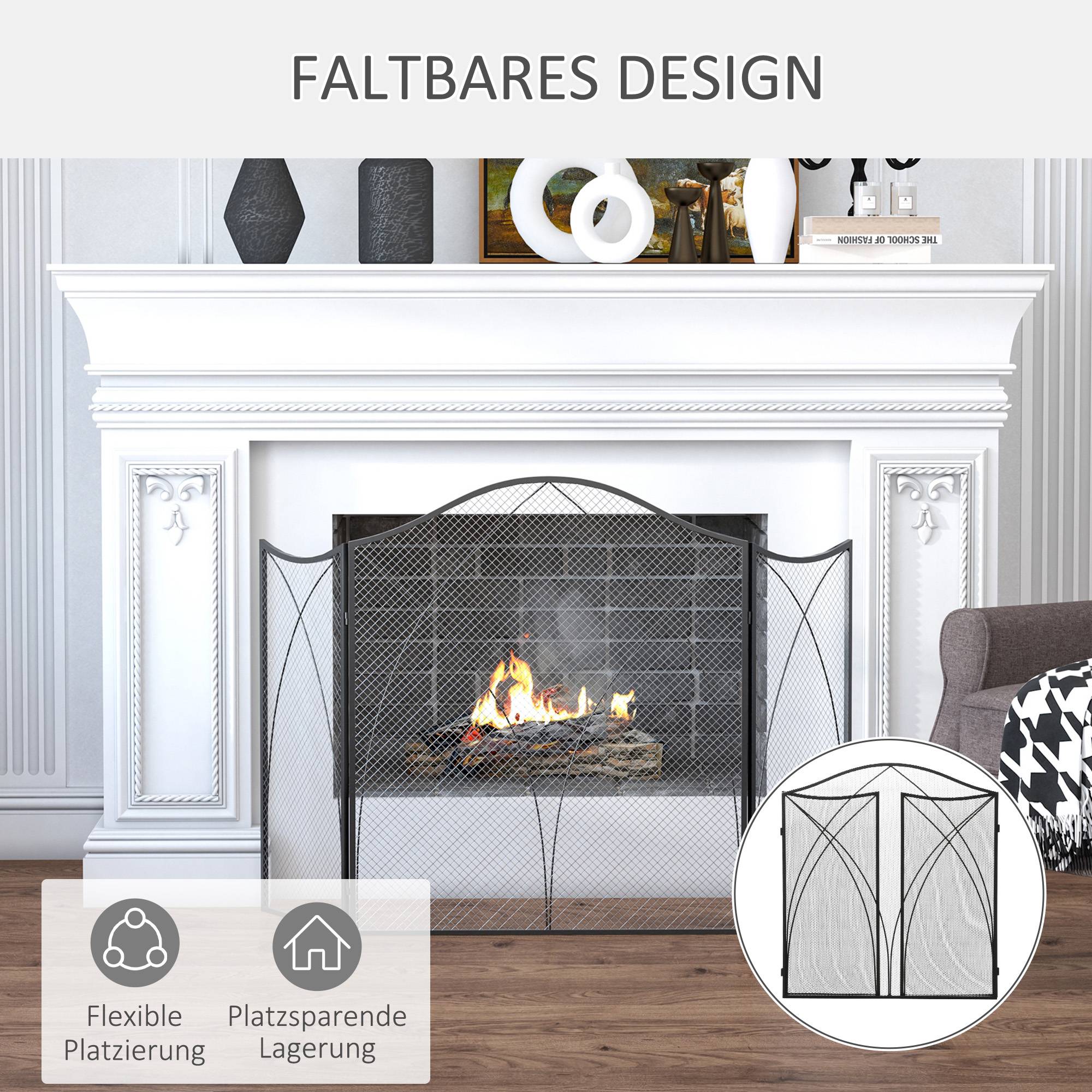 ComfortXL - Pare-feu décoratif pliable 3 panneaux en métal pour sécurité cheminée 126x76cm – ComfortXL Outdoor Living - Image 5