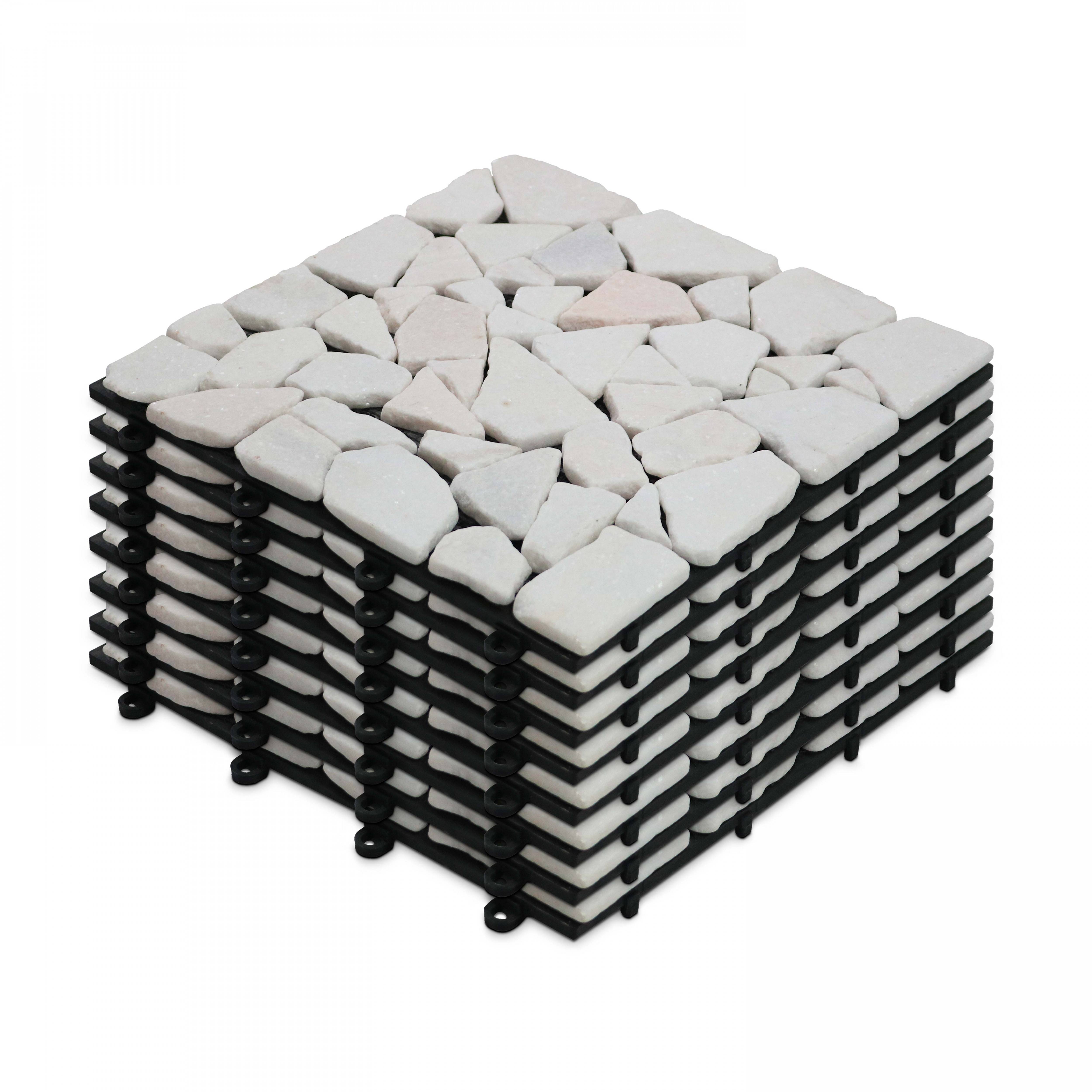 Oviala - Lot de 8 dalles clipsables en galet blanc - Oviala - Image 1