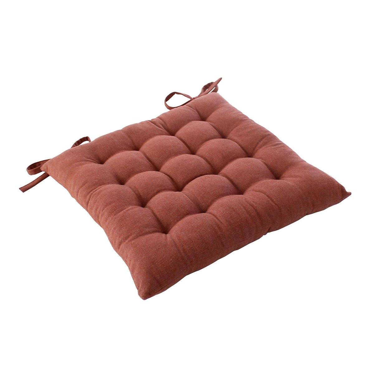 Enjoy Home - Galette de Chaise Piquée "Cambria" 38x38cm Terracotta