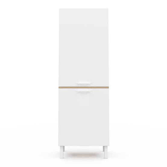 Colonne de cuisine 60 cm CINA 2 portes façon hêtre et blanc - Image 3