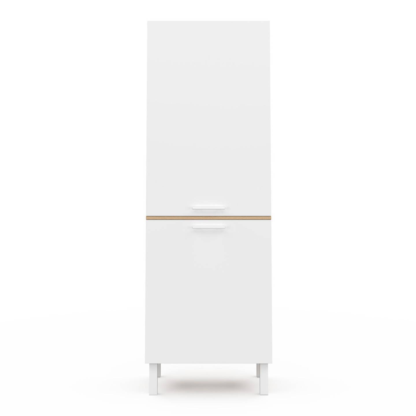 Colonne de cuisine 60 cm CINA 2 portes façon hêtre et blanc - Image 3