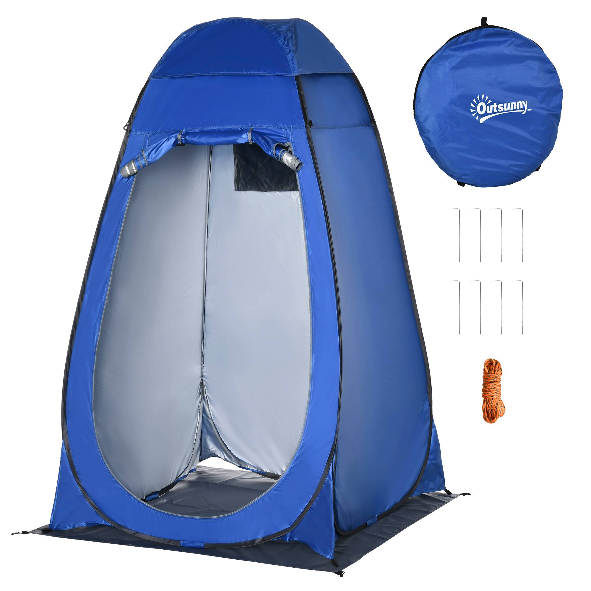 Sans Marque - Tente douche pop-up, WC camping, cabine change, sac, mobile, intime, stockage, bleu foncé, 126x124x189cm - Image 2