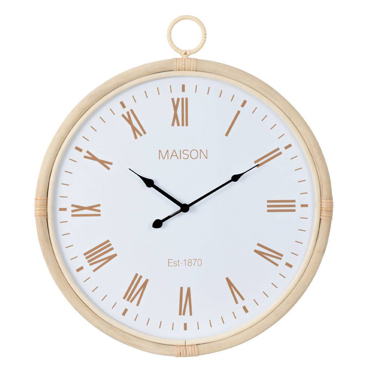 Horloge Murale en Rotin "Kyr" 64cm Blanc - Image 1