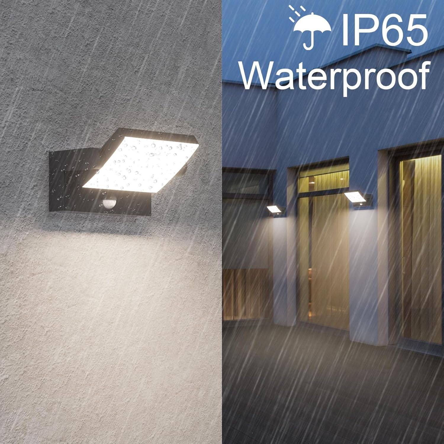 8 in 1 - Applique murale LED 24 W pour intérieur et extérieur avec détecteur de mouvement, étanchéité IP65, panneau pivotant, blanc naturel 4000 K(anthracite). - Image 5