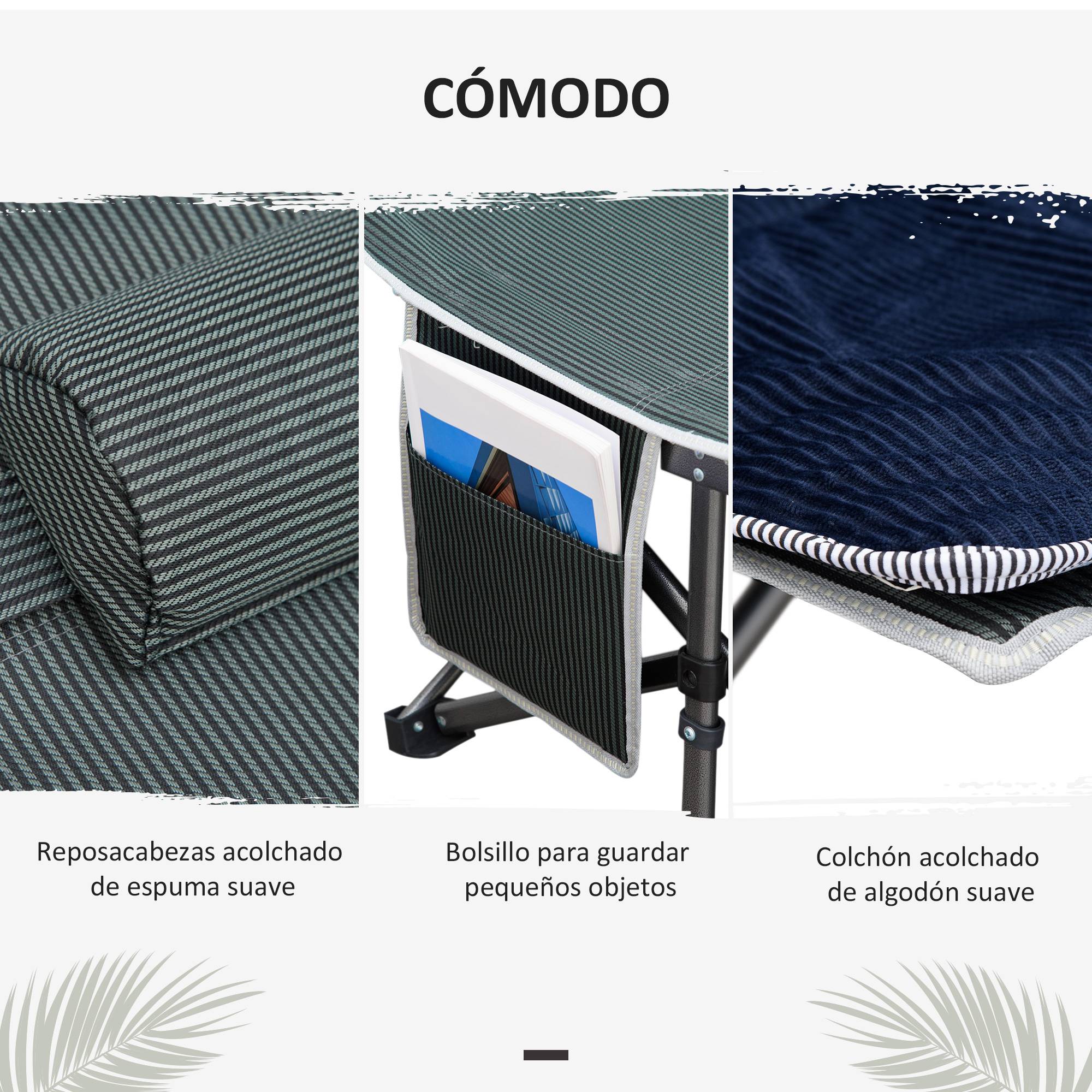 Lit de camp avec coussin, oreiller, poche, sac de transport et cadre en acier, capacité de charge 150 kg, 188 x 64,5 x 53 cm, bleu - Image 9