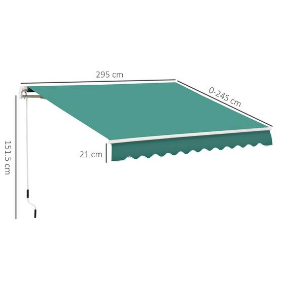 Sans Marque - Store banne à manivelle en aluminium et polyester 3 x 2,5 m, vert foncé - Image 5