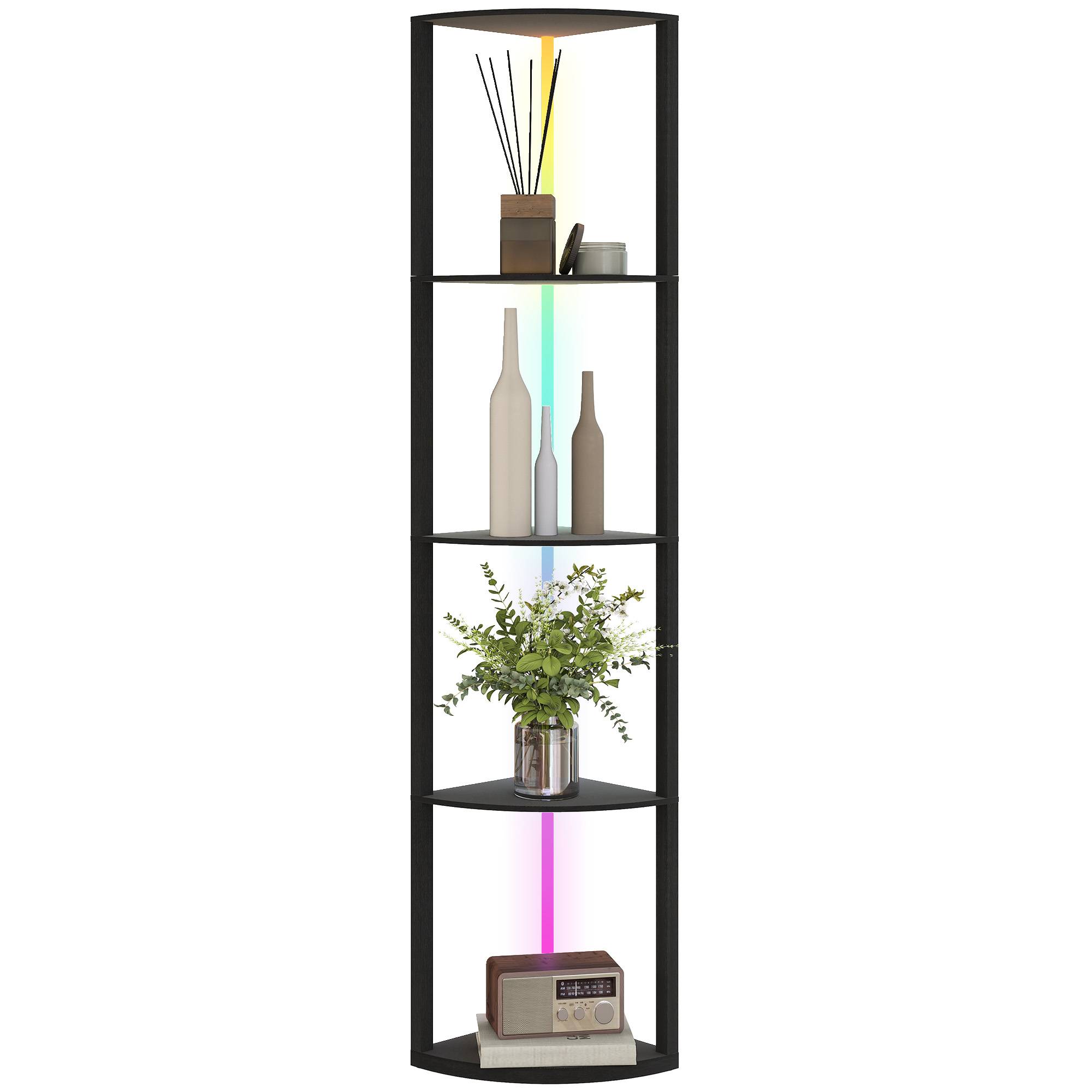 Lampadaire LED, intensité variable sur 5 niveaux, avec étagère, changement de couleur RGB, télécommande - Image 1