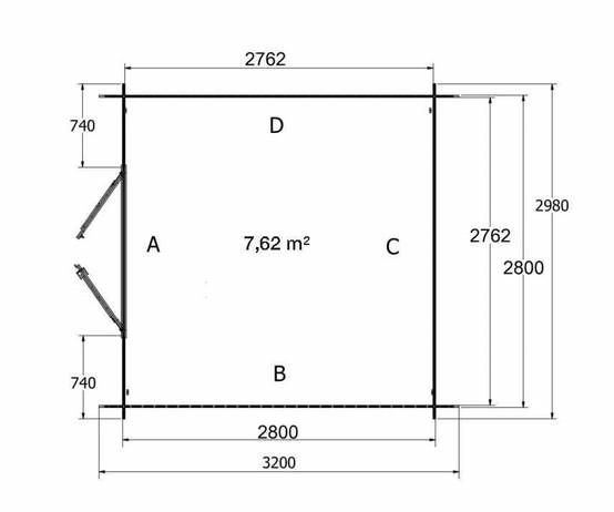 Abri de jardin en bois traité, surface utile 7.62m², 298x298cm, ep 19mm, INT044 /GARTFLEX - Image 5