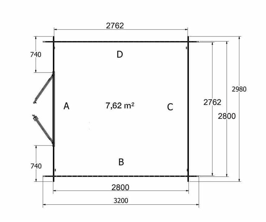 Abri de jardin en bois traité, surface utile 7.62m², 298x298cm, ep 19mm, INT044 /GARTFLEX - Image 5