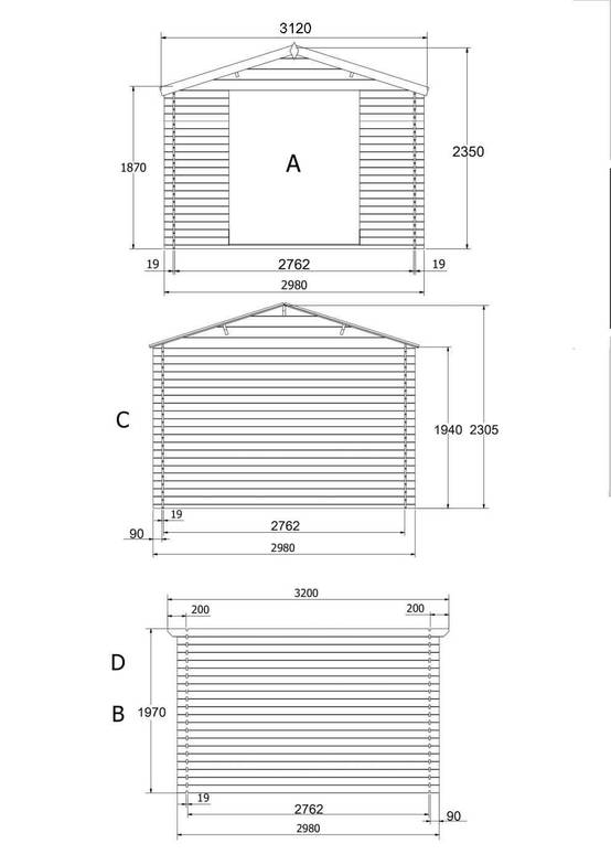 Abri de jardin en bois traité, surface utile 7.62m², 298x298cm, ep 19mm, INT044 /GARTFLEX - Image 6