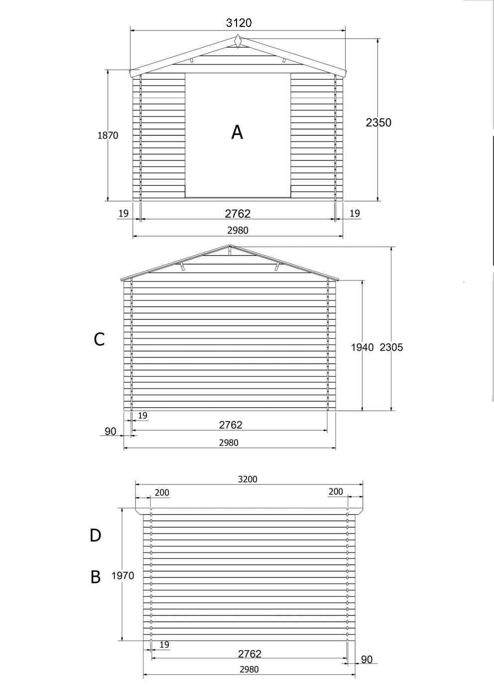 Abri de jardin en bois traité, surface utile 7.62m², 298x298cm, ep 19mm, INT044 /GARTFLEX - Image 6