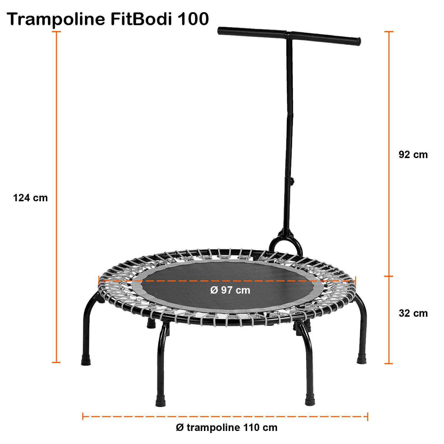 Kangui - Trampoline Fitness Ø 100cm avec barre de maintien - FitBodi 100 Kangui - Image 4