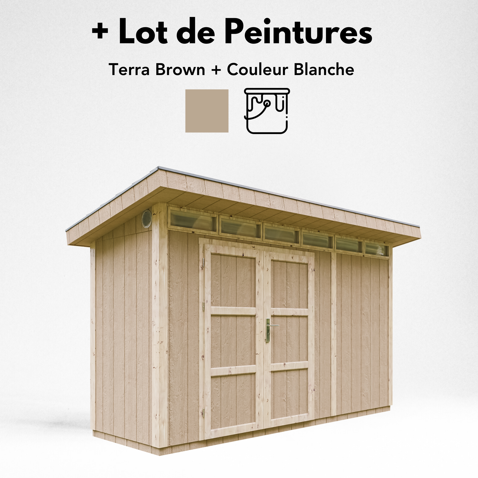 Timbela - Abri de Jardin Qualité Premium 4m² / L161xL412cm - Kit tout compris avec sol, tuiles bitumineuses, set de peinture - Timbela M902A-TERRA BROWN - Image 10