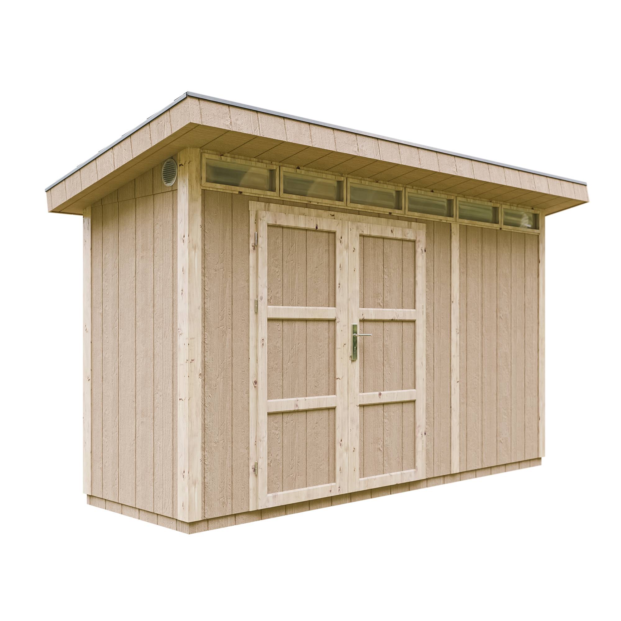 Timbela - Abri de Jardin Qualité Premium 4m² / L161xL412cm - Kit tout compris avec sol, tuiles bitumineuses, set de peinture - Timbela M902A-TERRA BROWN - Image 3