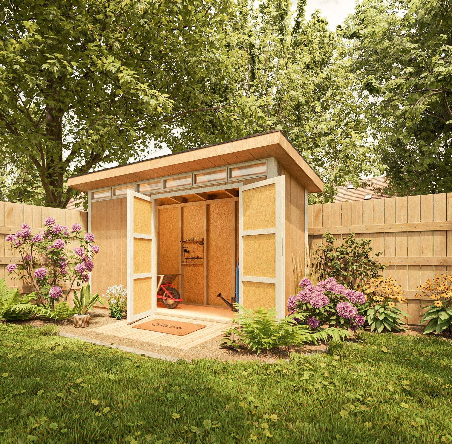 Timbela - Abri de Jardin Qualité Premium 4m² / L161xL412cm - Kit tout compris avec sol, tuiles bitumineuses, set de peinture - Timbela M902A-TERRA BROWN - Image 4