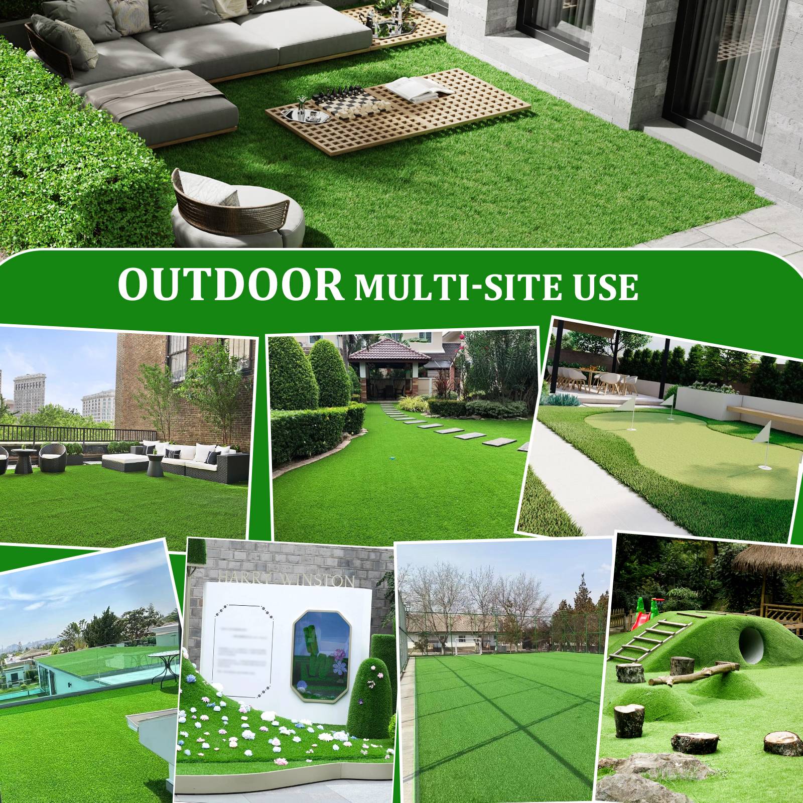 ComfortXL - Gazon synthétique PE PP 2 x 3 m vert 35 mm pour balcon terrasse jardin drainant - ComfortXL Outdoor Living - Image 5