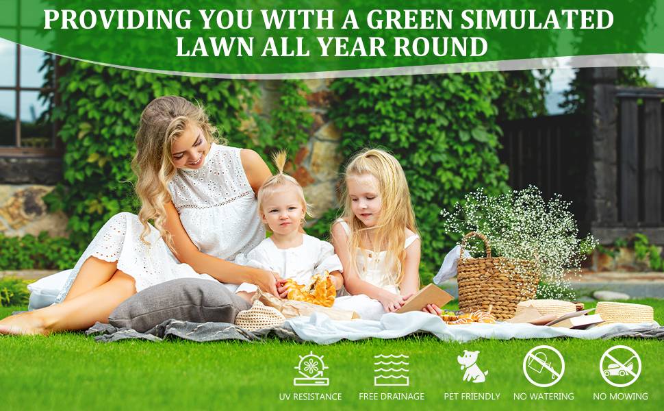 ComfortXL - Gazon synthétique PE PP 2 x 3 m vert 35 mm pour balcon terrasse jardin drainant - ComfortXL Outdoor Living - Image 4
