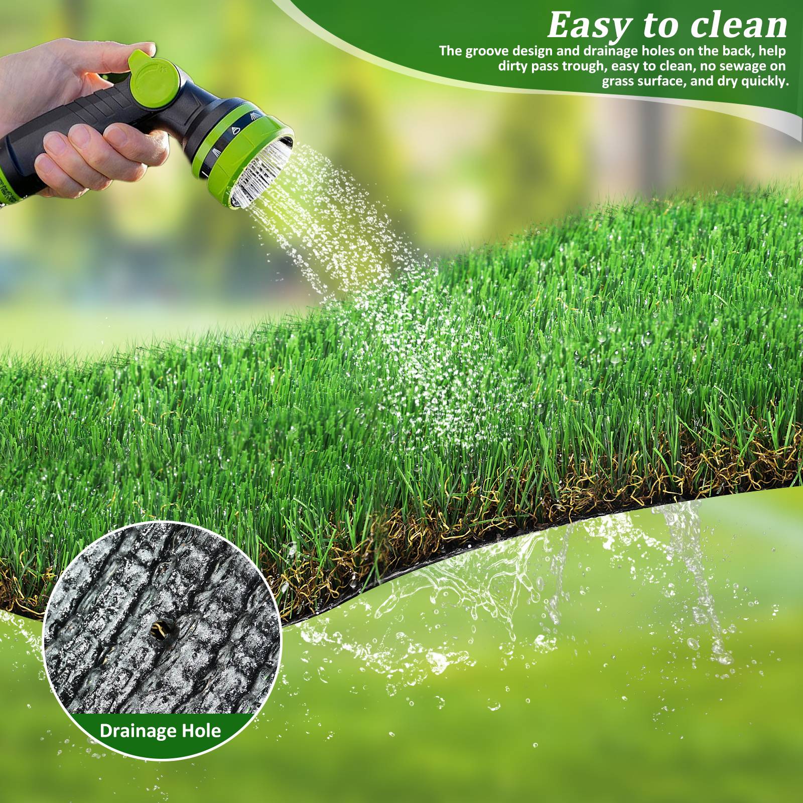ComfortXL - Gazon synthétique PE PP 2 x 3 m vert 35 mm pour balcon terrasse jardin drainant - ComfortXL Outdoor Living - Image 9