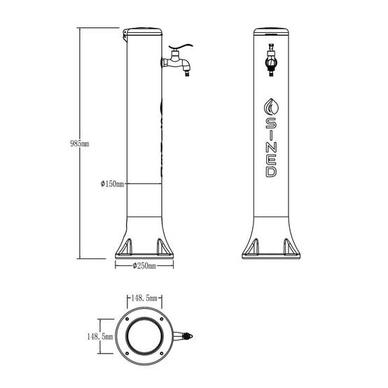 Fontaine Blanche En Hdpe Raccords Rapides Sined Fontaine Triton Blanche Hauteur 100 Cm - Image 8