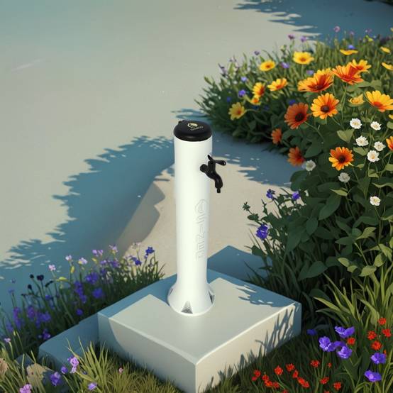 Fontaine Blanche En Hdpe Raccords Rapides Sined Fontaine Triton Blanche Hauteur 100 Cm - Image 7