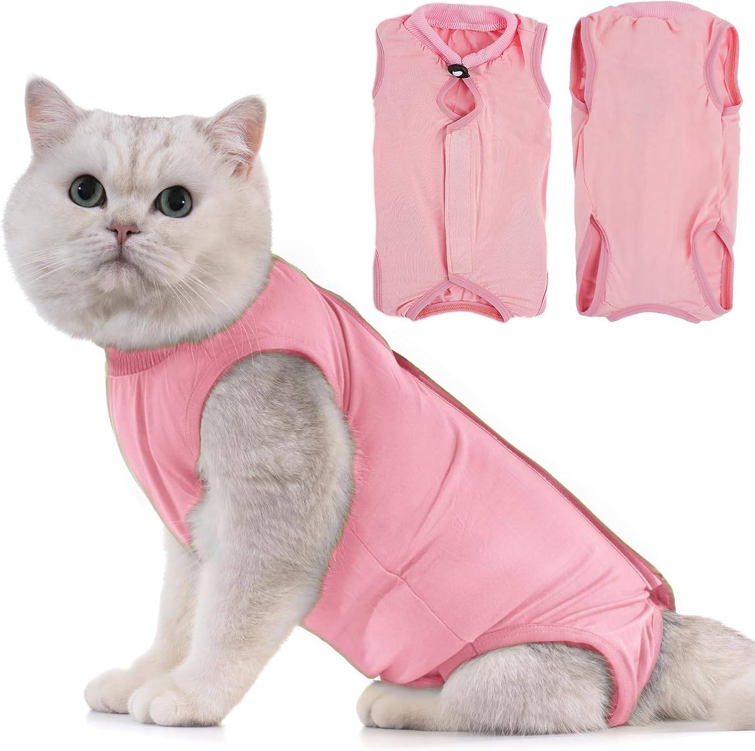 Combinaison de Récupération pour Chat Anti Léchage Rose M