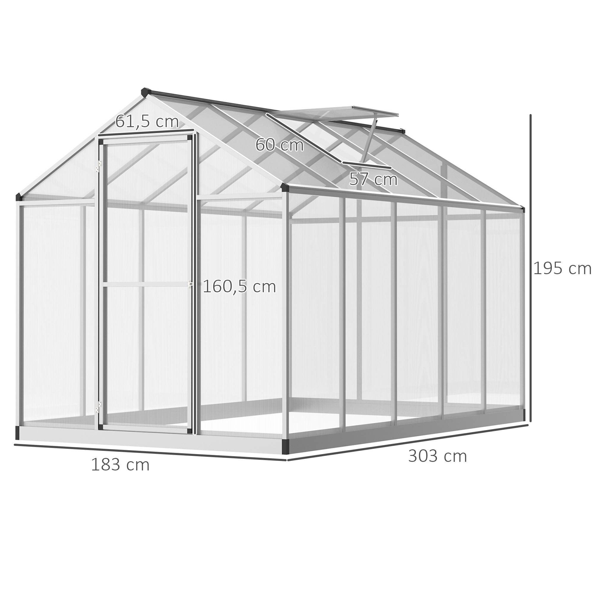 Serre de jardin Aluminium pour plantes et potager Protection optimale 303x183cm Transparent - ComfortXL Outdoor Living - Image 5