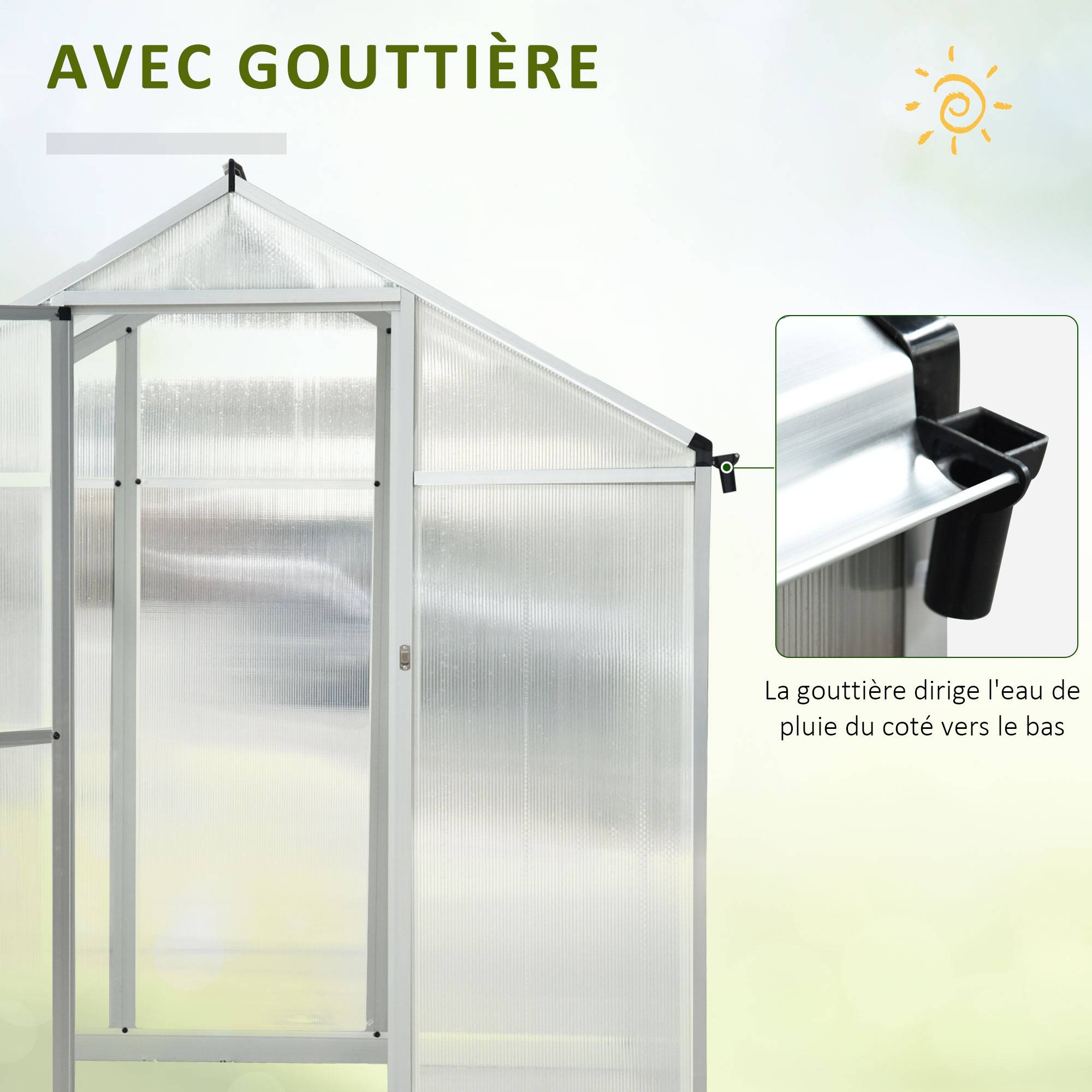Serre de jardin Aluminium pour plantes et potager Protection optimale 303x183cm Transparent - ComfortXL Outdoor Living - Image 8