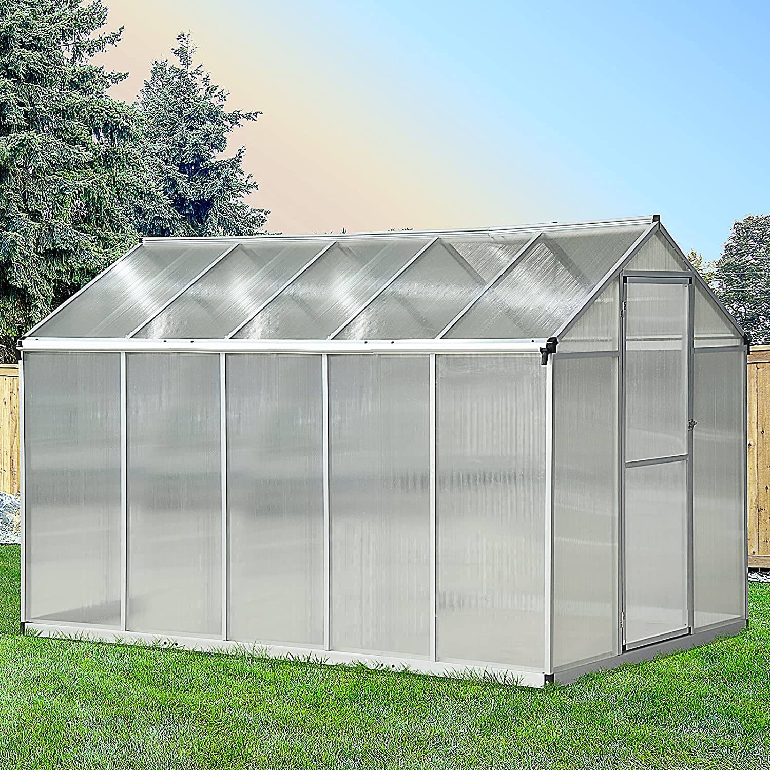 Serre de jardin Aluminium pour plantes et potager Protection optimale 303x183cm Transparent - ComfortXL Outdoor Living - Image 4