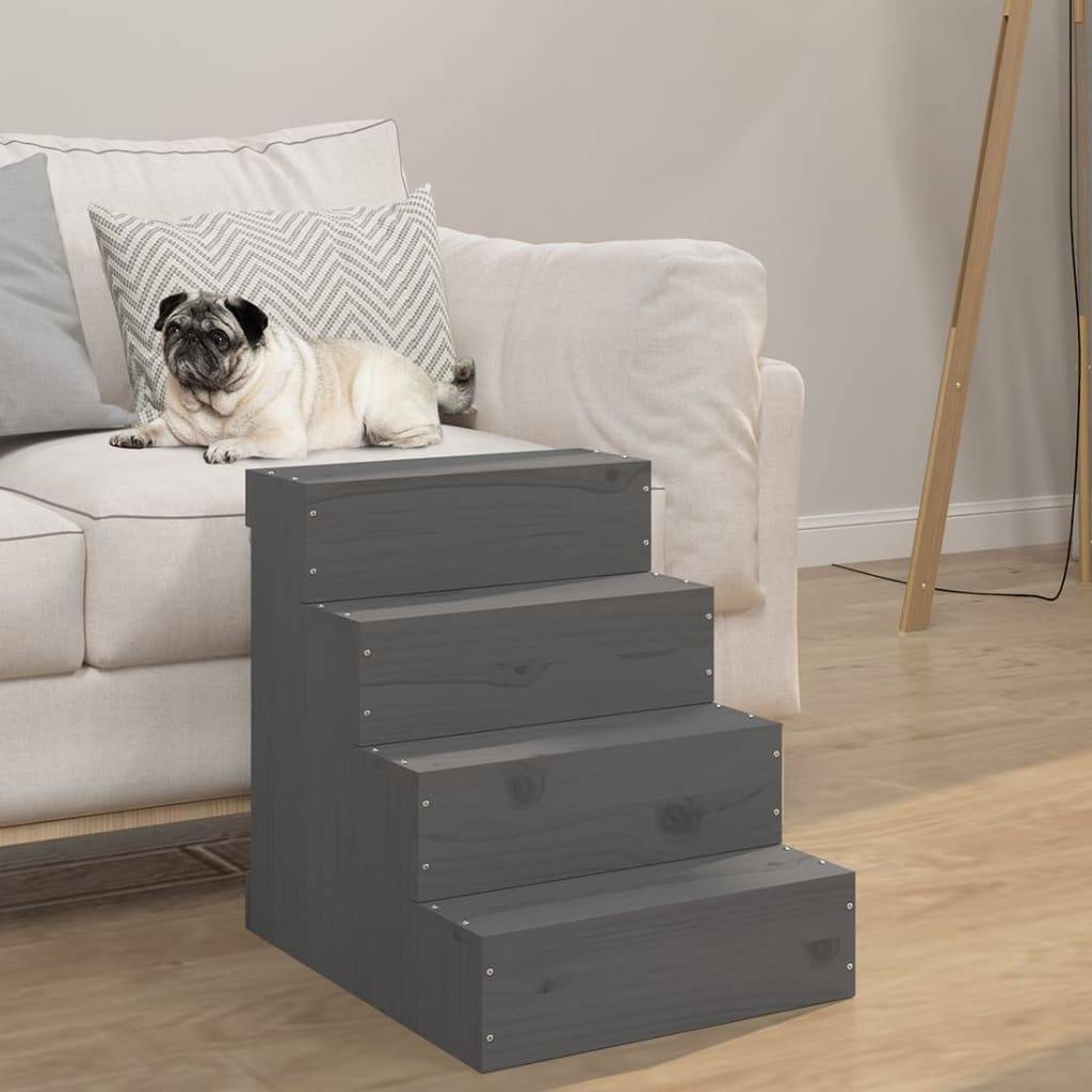 Vidaxl - Escalier pour animaux de compagnie Gris 40x49x47 cm Bois de pin vidaXL 822468 - Image 1