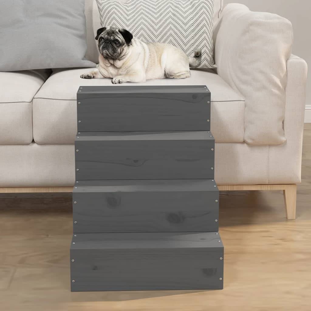 Vidaxl - Escalier pour animaux de compagnie Gris 40x49x47 cm Bois de pin vidaXL 822468 - Image 4
