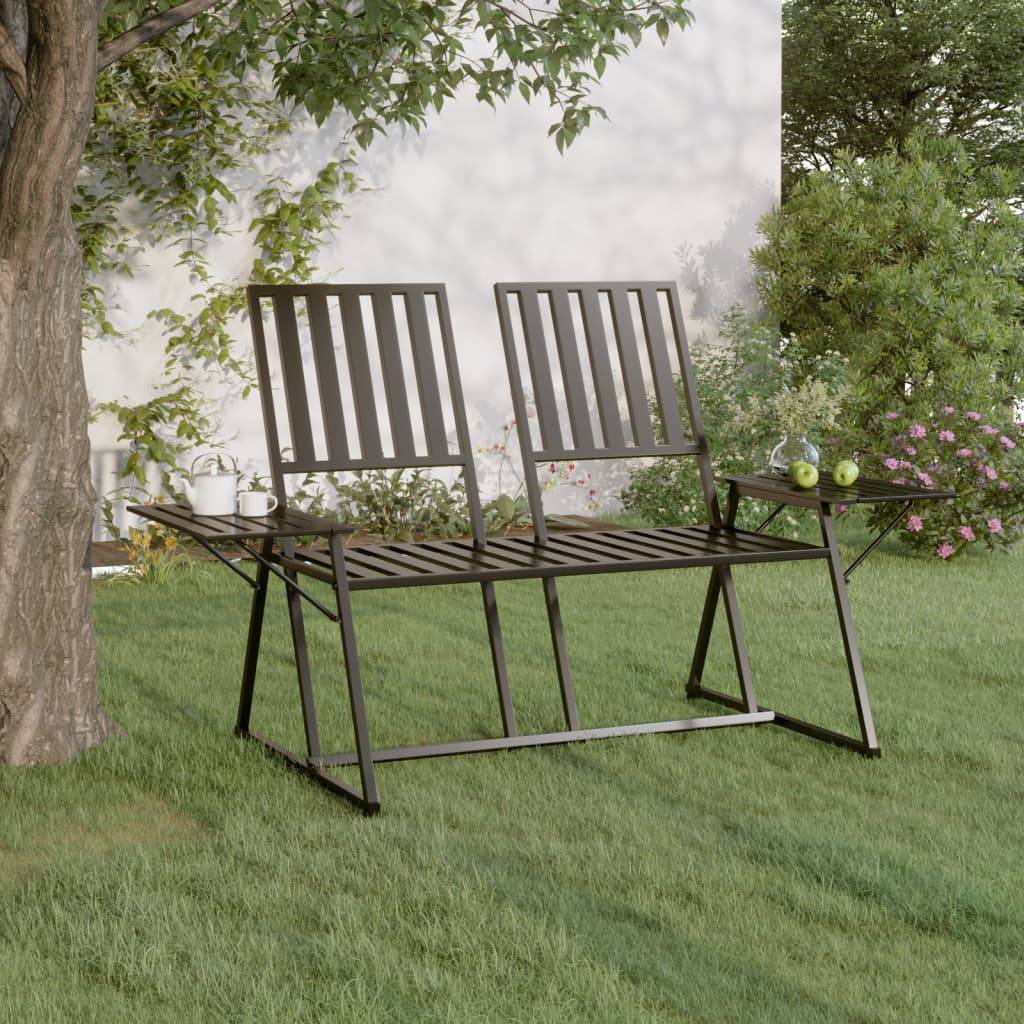 Maison Chic - Banc de jardin - Banc d'extérieur - Banquette 2 places 165 cm Noir Acier - Image 2