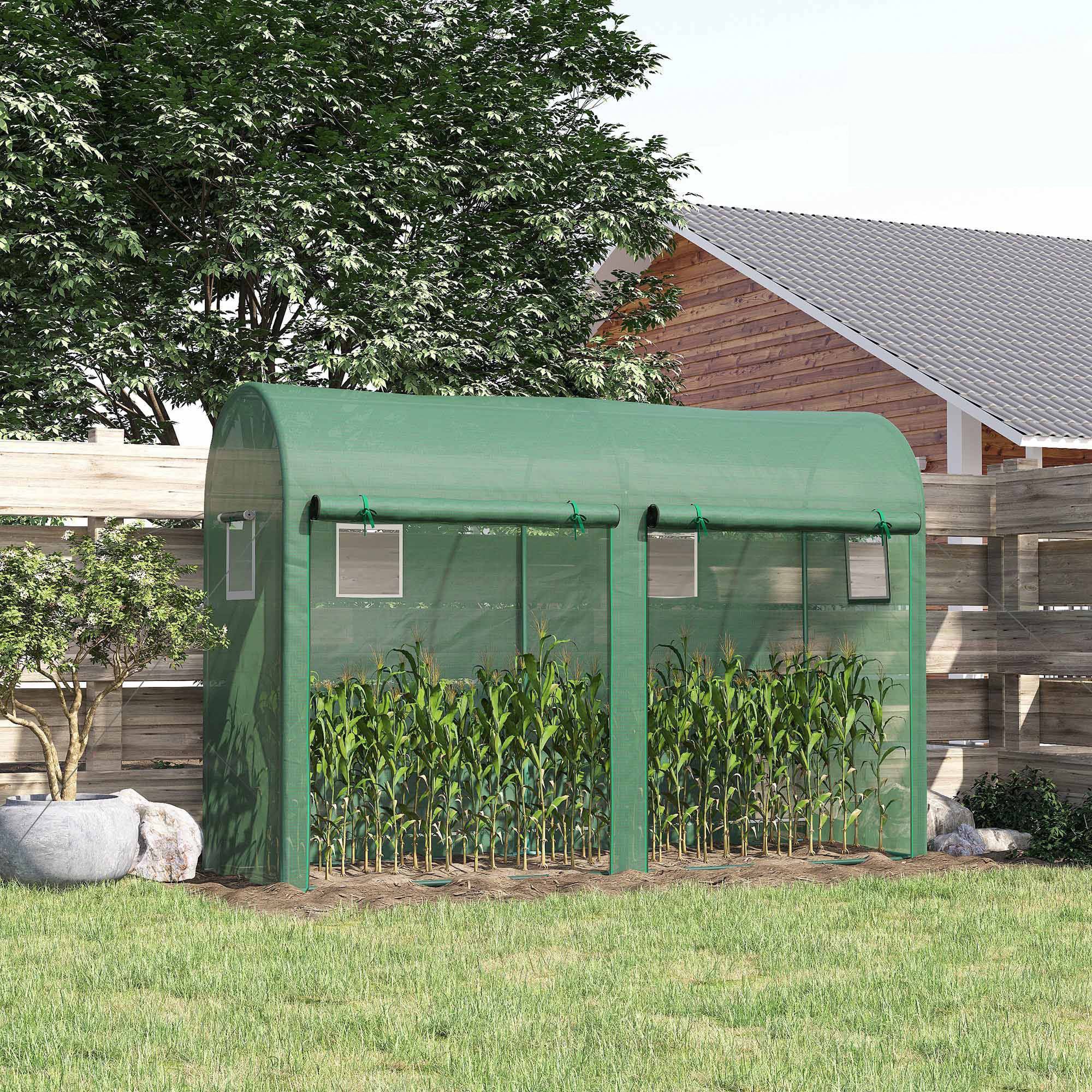 Sans Marque - Serre aluminium PE 300x100x200 cm avec fenêtre et porte pour balcon et tomates - Image 3