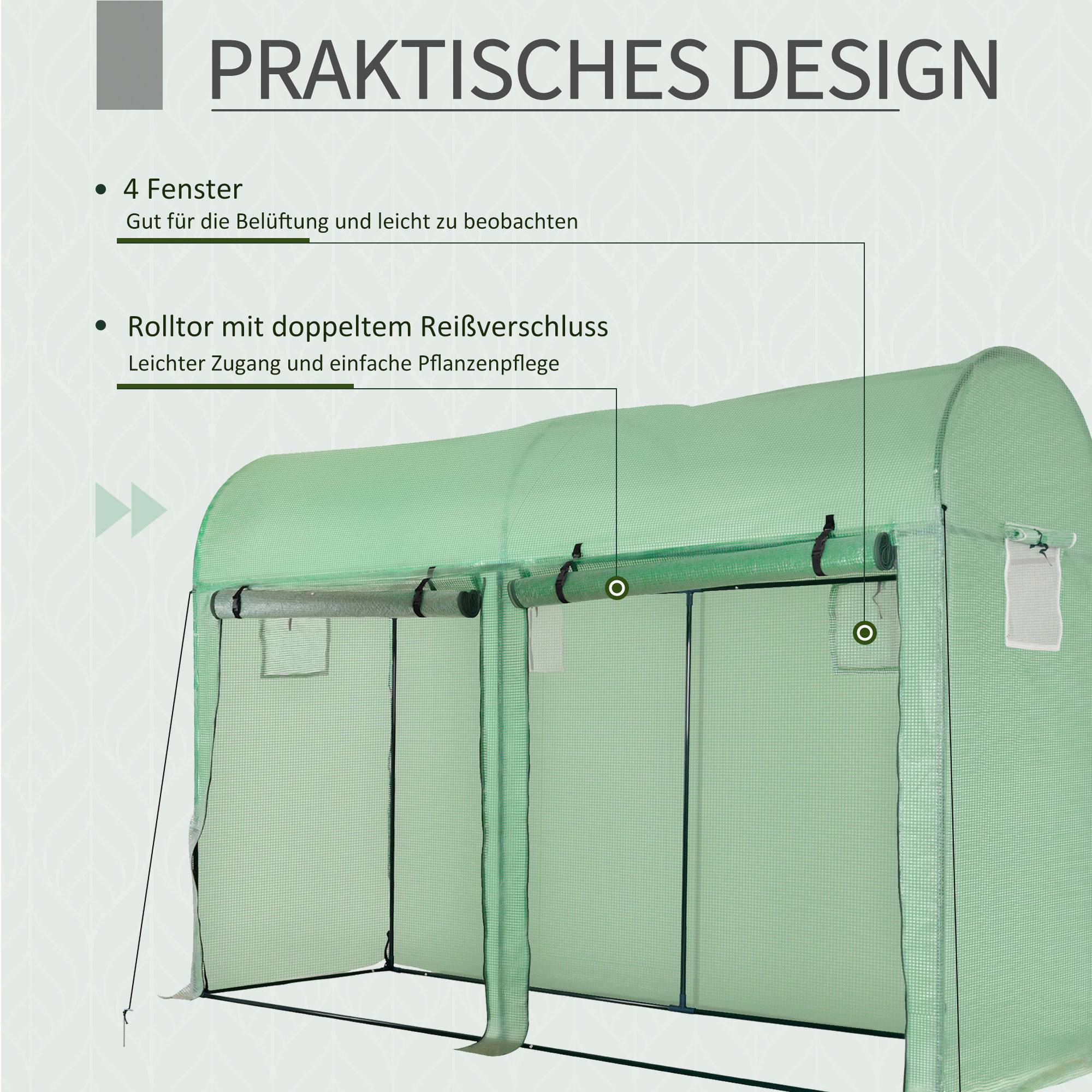Sans Marque - Serre aluminium PE 300x100x200 cm avec fenêtre et porte pour balcon et tomates - Image 8