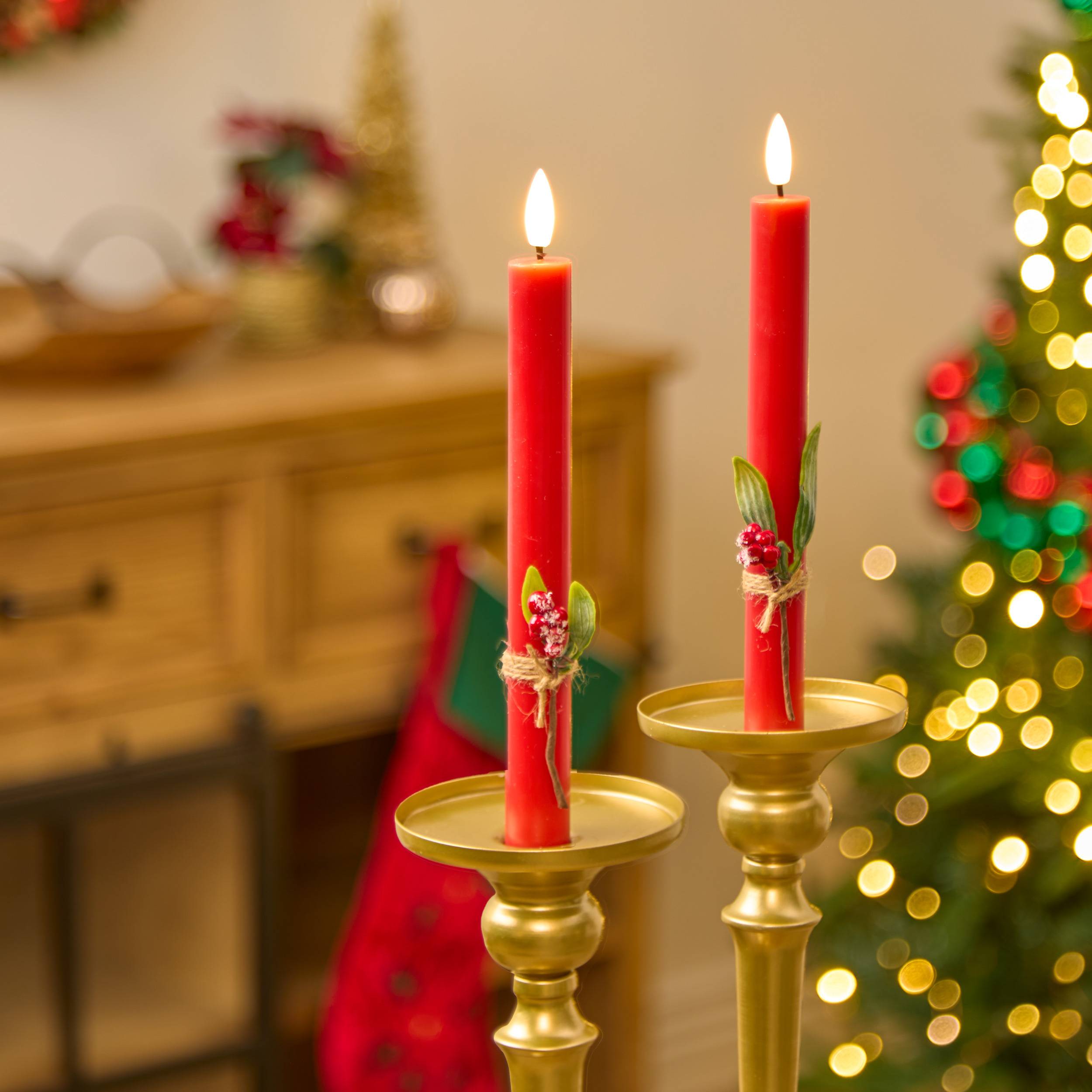 Atmosphera - Lot de 2 bougies LED Lupa bâton rouge - Atmosphera Créateur d'intérieur - Image 1
