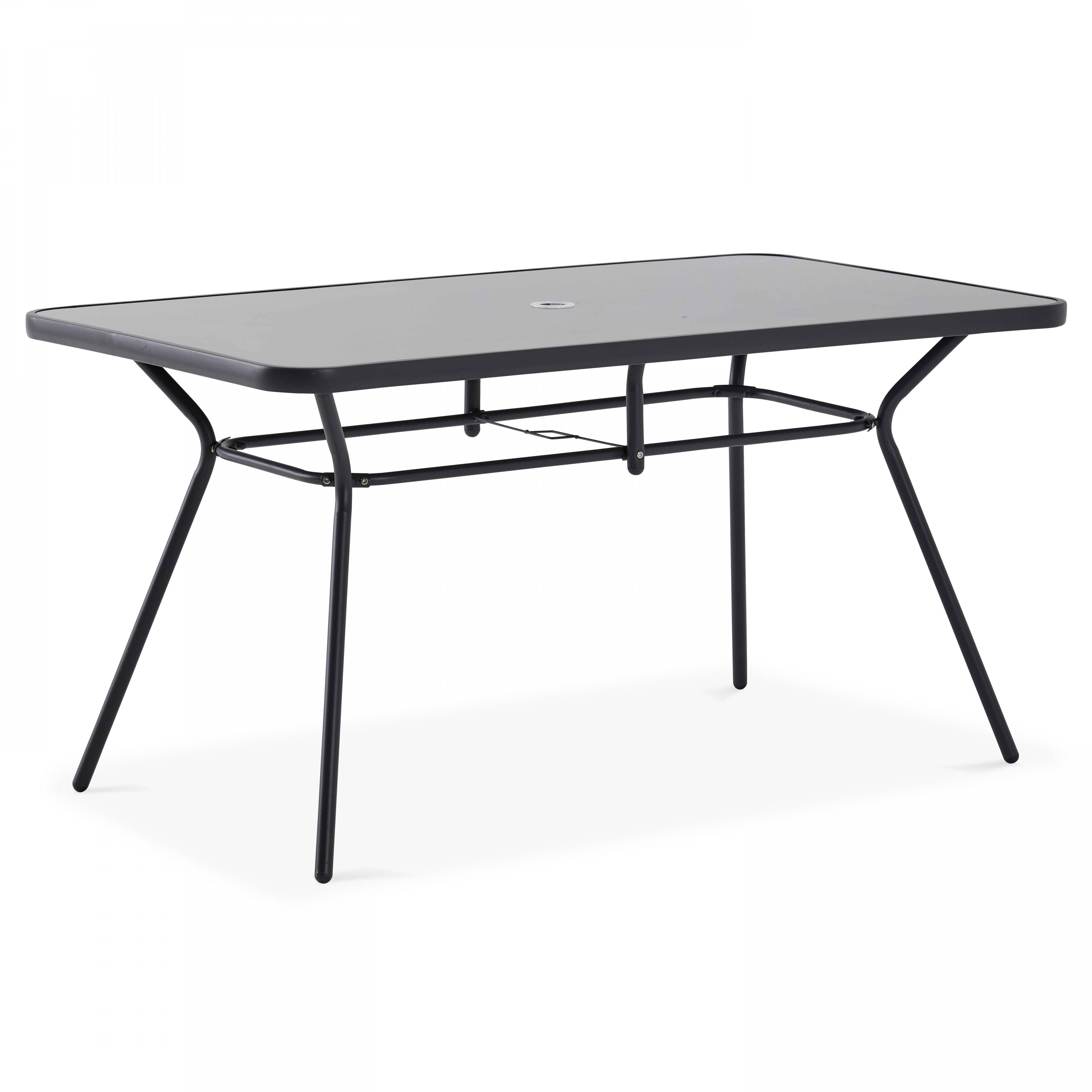 Oviala - Salon de jardin 6 places avec table pliante, chaises pliantes et parasol central inclus – Oviala - Image 6