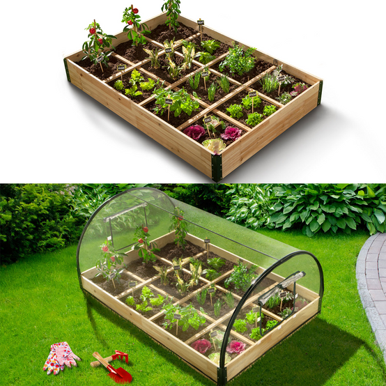 Lot de 2 carrés potager 1,15x0.80 m 12 compartiments + housses - Image 5