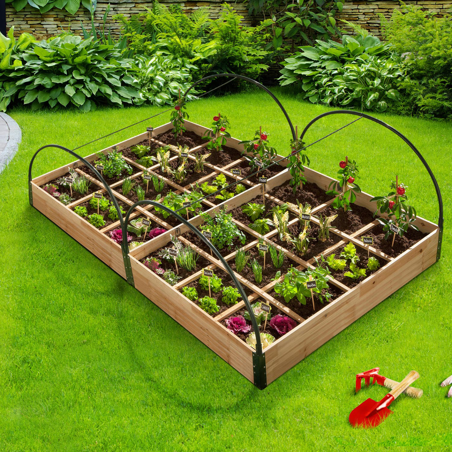 Lot de 2 carrés potager 1,15x0.80 m 12 compartiments + housses - Image 3
