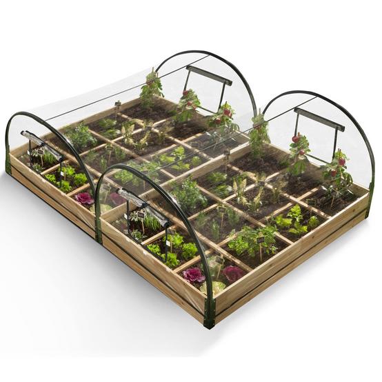 Lot de 2 carrés potager 1,15x0.80 m 12 compartiments + housses - Image 2