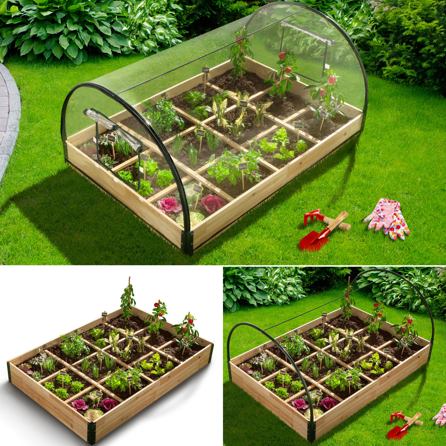 Lot de 2 carrés potager 1,15x0.80 m 12 compartiments + housses - Image 4