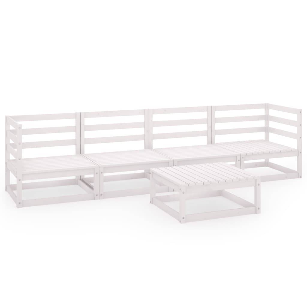 Helloshop26 - Salon de jardin meuble d'extérieur ensemble de mobilier 5 pièces blanc bois de pin massif - Image 1