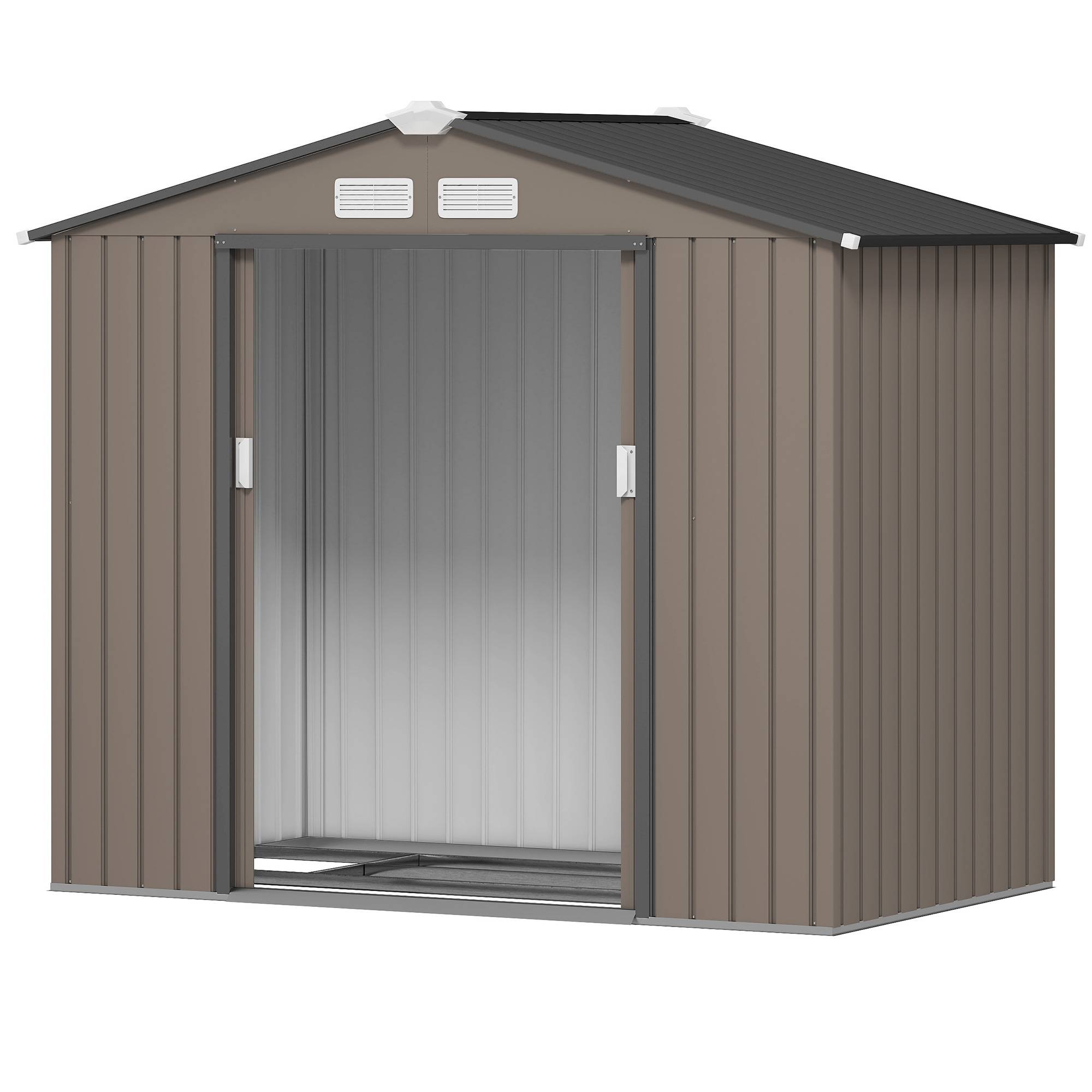 Abri de jardin acier galvanisé extérieur protection outils 213x130x185cm marron - ComfortXL Outdoor Living - Image 2