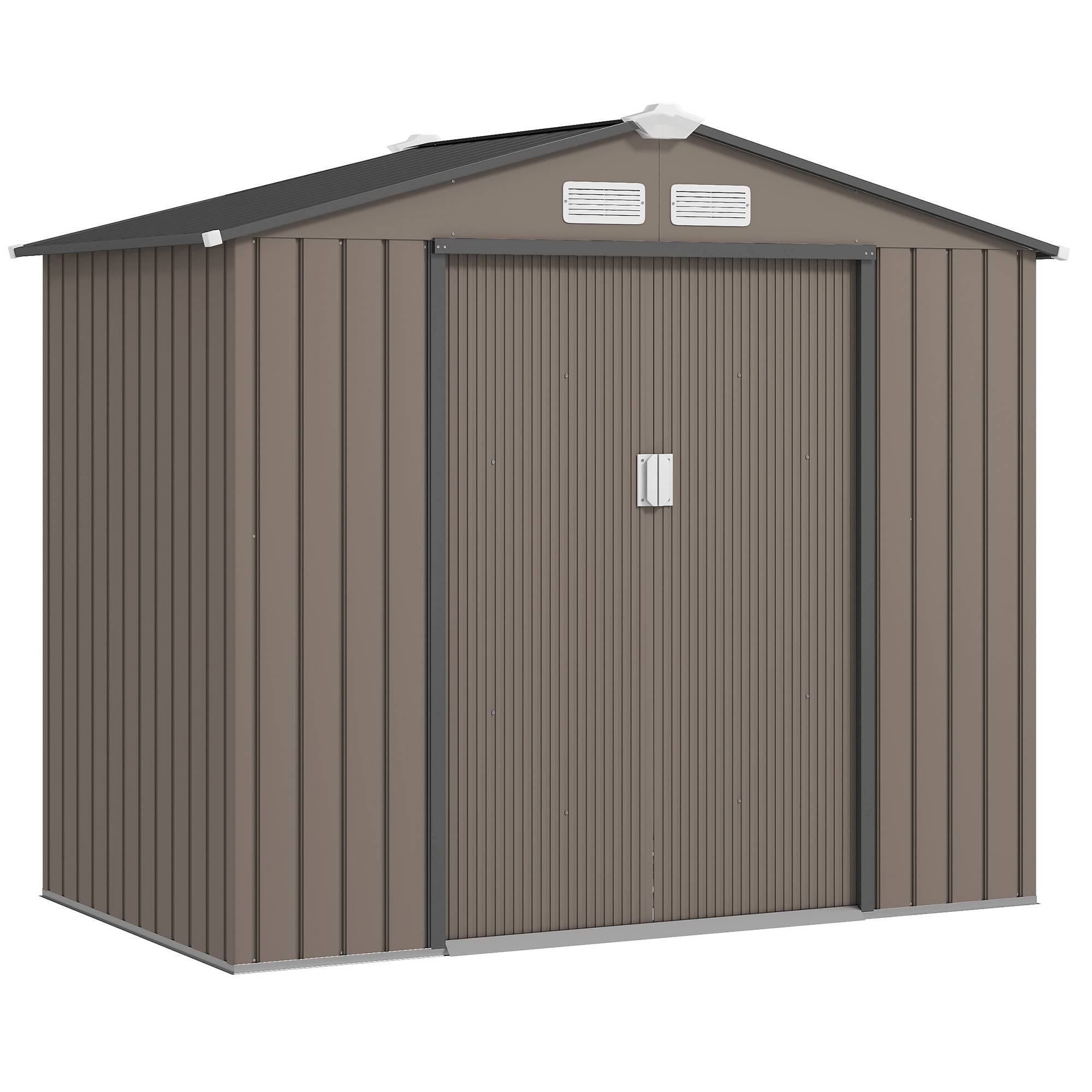 Abri de jardin acier galvanisé extérieur protection outils 213x130x185cm marron - ComfortXL Outdoor Living - Image 1