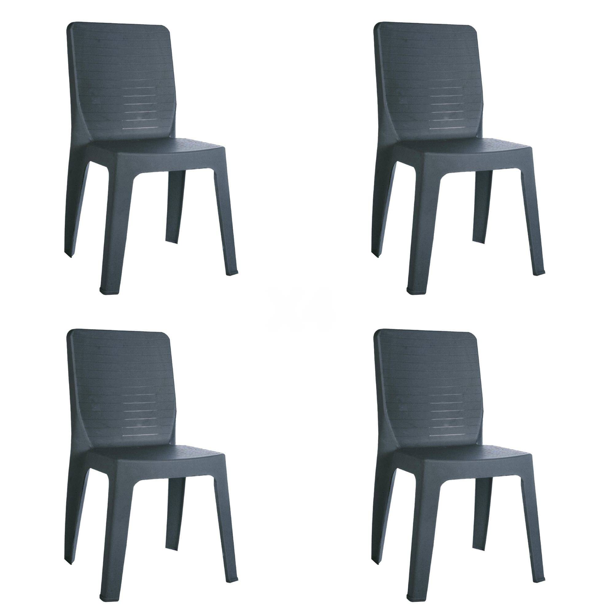 Set 4 chaises intérieur, extérieur gris foncé IRIS garbar - Image 1
