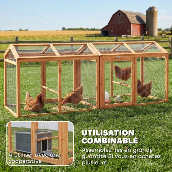Parc extérieur pour poules bois oranges 104 x 70.5 x 84 cm - PANGIVO - Image 7