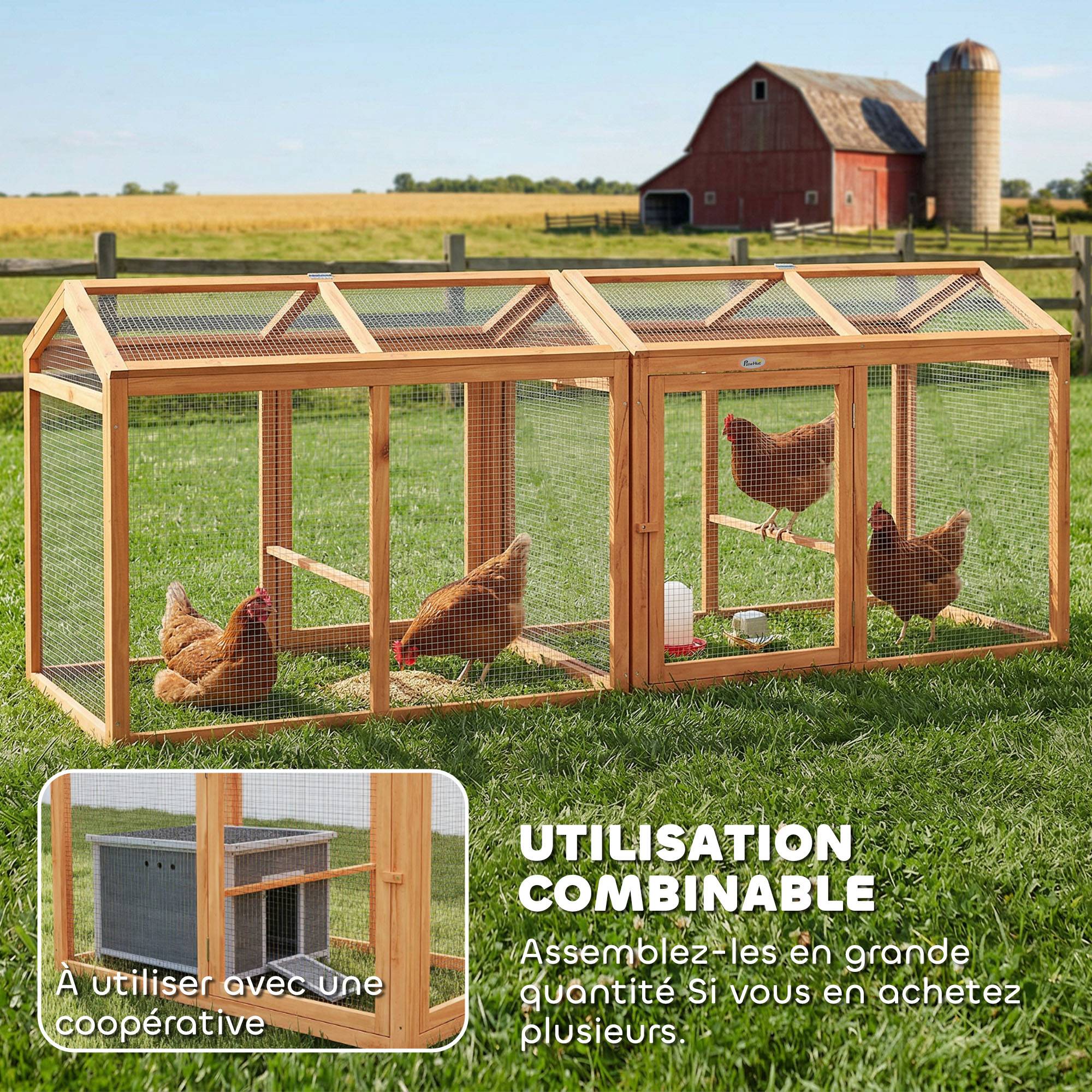 Parc extérieur pour poules bois oranges 104 x 70.5 x 84 cm - PANGIVO - Image 7