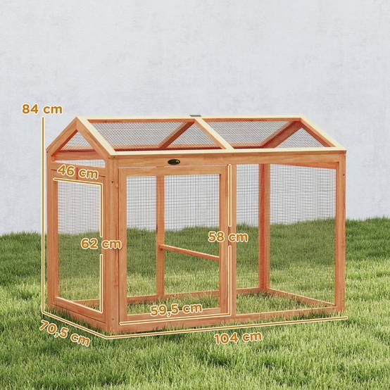 Parc extérieur pour poules bois oranges 104 x 70.5 x 84 cm - PANGIVO - Image 5