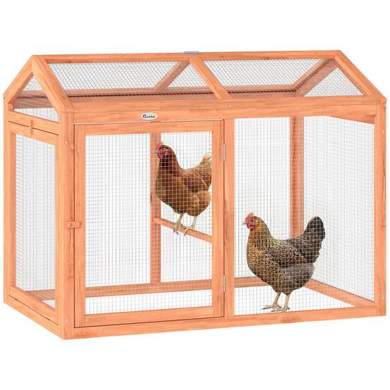 Parc extérieur pour poules bois oranges 104 x 70.5 x 84 cm - PANGIVO - Image 1