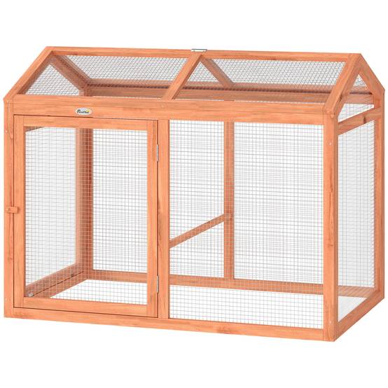 Parc extérieur pour poules bois oranges 104 x 70.5 x 84 cm - PANGIVO - Image 2